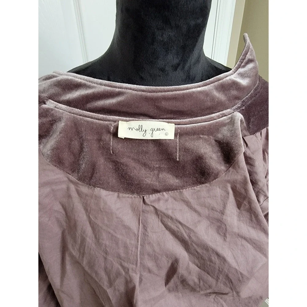 Molly Green Velvet Moto Jacket Dusty Mauve Purple Asymmetrical Zip Biker‎ Large